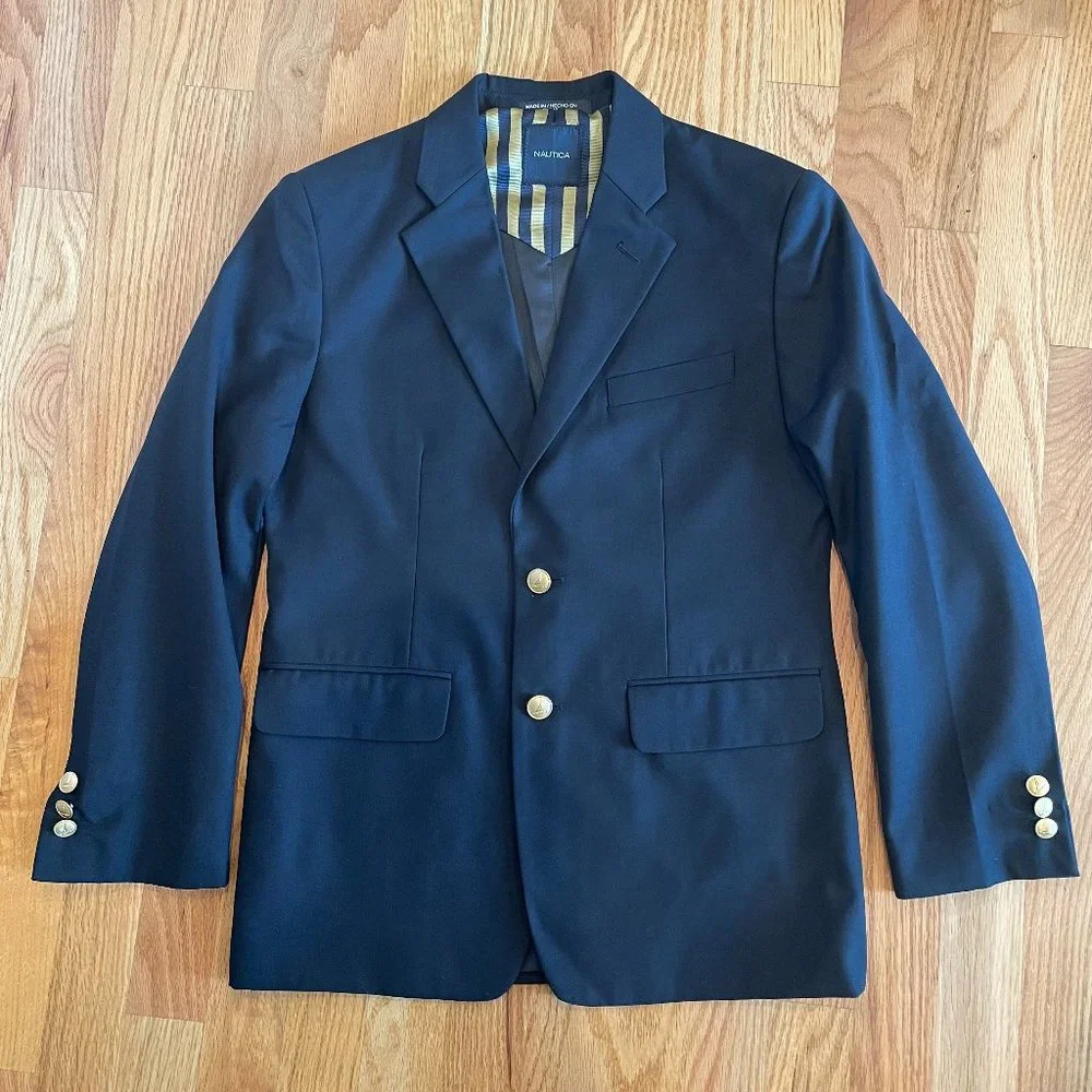 Nautica Boys Navy Blazer with Gold Buttons